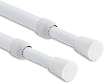 Tension Rod Shower Curtain Rod Spring Tension Rod Shower Rail Telescopic Adjustable Rust Proof Bathroom Room Divider Closet Stole Window Set of 2 Diameter 9-12mm - White / 70-120cm