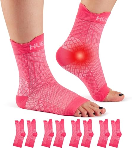 HUEGLO 4 pares de tobillos para fascitis plantar, calcetines de compresión ortopédicos, neuropatía, tobilleros, artritis, tendón de Aquiles, vendaje para fascitis plantar, tobillo, deporte