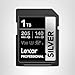 Lexar 1TB Professional Silver SD Card, UHS-I, C10, U3, V30, 4K, Up to 205/140 MB/s SDXC Memory Card, for Professional Photographer, Videographer, Enthusiast (LSDSILV001T-BNNNU)