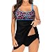 Zldhxyf Polo bleu homme femme tankini maillot de bain pour femme contrôle du ventre maillot de bain 2 pièces avec bas de bikini Twists Maillot de bain Montre numérique de sport, Noir , M