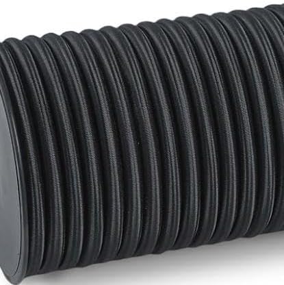 Bungee Cord Roll, 3/8 Inch x 50ft, Black Shock Stretch Elastic Cord for DIY Crafting
