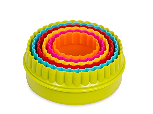 Internet’s Best Round Cookie Cutters - Set of 6 - Circle 2 Sided Biscuit Sandwich Fondant Cutter Set - Multi Size and Color - Kid Friendly