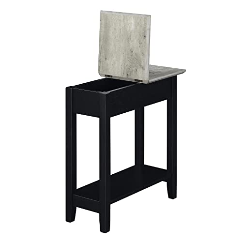 Convenience Concepts American Heritage Flip Top End Table With Shelf, 23", Faux Birch/Black #TOP5