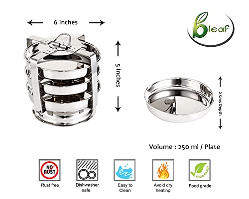 Image of BLeaf Stainless Steel - 3 Plate Thatte Idli Stand (3 Plate - 3 Idli) (BV)