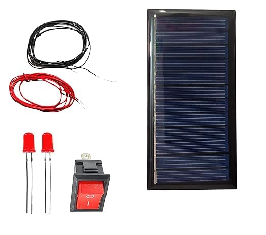 SP Electron Combo of 80x40mm Rectangular Solar Panel with 2pcs Multicolor LEDs, 1pcs 2pin Switch, 1meter red 1 Meter Black Wire.-image-29