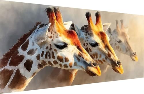 Paint by Number Kit for Adults Giraffe, Animal Paint by Number, DIY Arts and Crafts for Adults Kits, Colorful Canvas Paintings for Beginner With Accessories, Home Wall Decor (Framed) 28x56 in B-T888