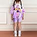 K Pop Short Sleeve T-Shirt And Shorts Outfits Set For Girls Cute Cartoon Print Graphic Tees 2 Piece Sets Demon Going Out Tops Singers Group Merch Costume Birthday Gifts(C-Light Purple,9 Years)