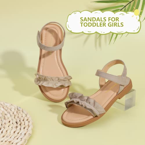 Image of PANDANINJIA Girls Sandals, Open Toe Cute Bow Princess Girls Flats, Sparkly Summer Dress Shoes Sandals for Toddler /Little Kid /Big Kid