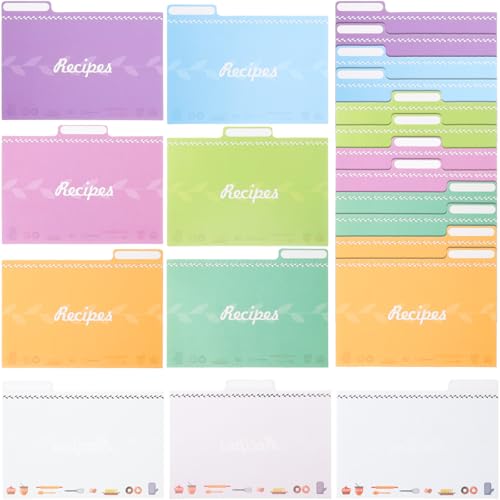 SECFOU Schede di Cucina 25 Pezzi 10x15 Cm Divisori Decorativi per Scatole di Ricette Schede Promemoria Fai da Te per Ricettari Casa e Cucina Multifunzione Colore Casuale