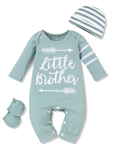 Image of RCPATERN Newborn Baby Boy Clothes Little Brother Romper Jumpsuits 3Pcs Clothing Set Cute Infant Outfit Newborn