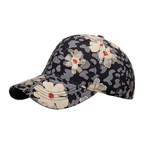 Fashion Women Men Sport Flowers Print Breathable Beach Baseball Cap Hip Hop Hat Sun Hat Yoga Hats For Men Black #TOP25