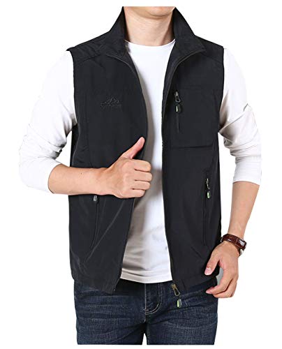 Image of Hixiaohe Mens Lightweight Vest Outerwear Casual Summer Outdoor Travel Vest for Hiking Fishing Golf Photo Work with Pockets