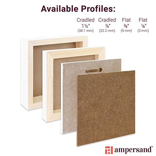 Ampersand Art Supply Wood Gesso Artist Painting Panel: Primed Smooth, 8" x 10", 1/8" Flat Profile