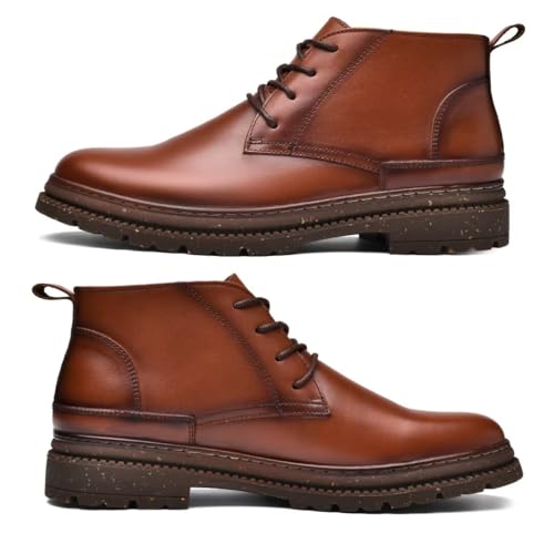 Image of Casual Boots, Genuine Leather Oxford Dress Shoes Brown 9