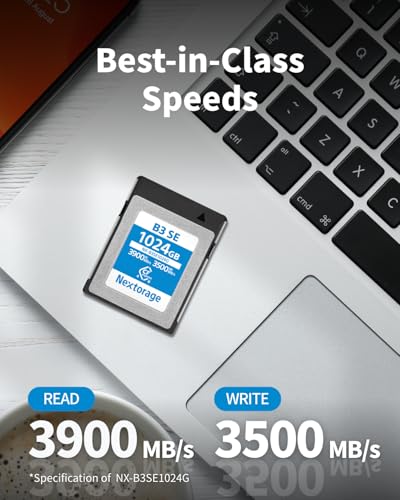 Image of Nextorage Japan CFexpress 4.0 Type B 256GB Memory Card Canon, Nikon, Fujifilm, Panasonic Camera Compatible High-Speed Continuous Shooting Max Read Speed 3900MB /s Max Write Speed 2000MB /s NX-B3SE256G