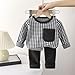 Baby Boys Girls Plaid Set Round Neck Long Sleeve Cotton Tops Shirts Set Home Elastic Waist Pants Comfy Lightweight U-431 Black 7-8 Years