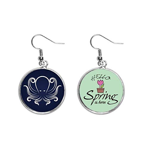 Pendientes de primavera ligeros en negro y blanco diseño pulpo