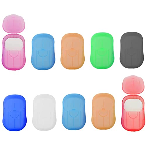 Nukinp Portable Travel Soap Sheets, 10 Pcs Disposable Soap Paper Flakes for Travel Outdoor Kitchen Toilet (Random Color)