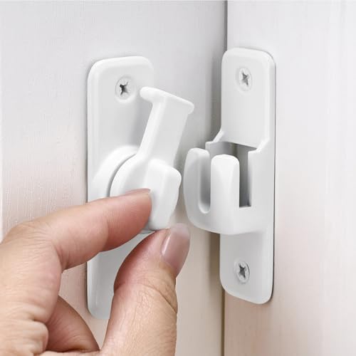 Wocoe 2 Packs Barn Door Latches, White 90/180 Degree Gate Lock,Zinc Alloy Right Angle Door Lock Latch,Flip Gate Latches Hardware,Door Security Sliding Door Latch Lock for Cabinets