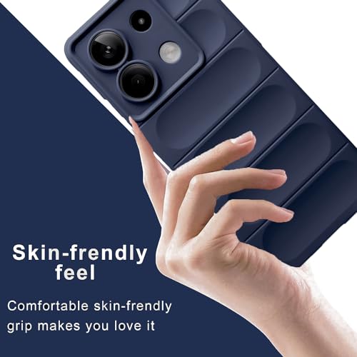 Image of A rtistque Liquid Silicone Stripes Back Cover Case for Mi Redmi Note 13 5G | with Camera Protection | with Inner Fabric | Anti Slip Grip | AirBag Case - Blue