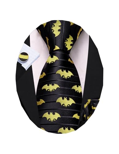 Image of Barry.Wang Fun Animal Ties for Men Designer Handkerchief Cufflink WOVEN Casual Necktie Set Festival