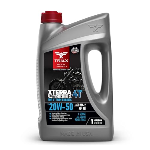 TRIAX XTerra 4T 20W-50 V-TWIN Full Synthetic Engine Oil | Exceeds JASO MA2 & API SL/SM/SN | True All Season (1 Gallon)