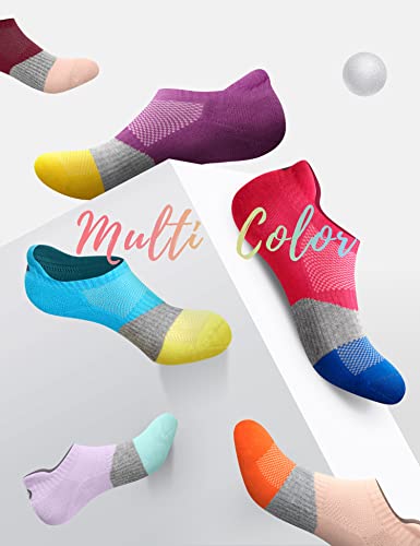 Cs Celersport 12 Pairs Ankle Running Socks Athletic Cushion Sport Low Cut Socks，White*6+Multicolor*6, Small #TOP3