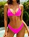 Aqua Eve Women Two Piece Bikini High Cut Swimsuit Triangle Bathing Suit Cheeky Bikini Set Pink XS