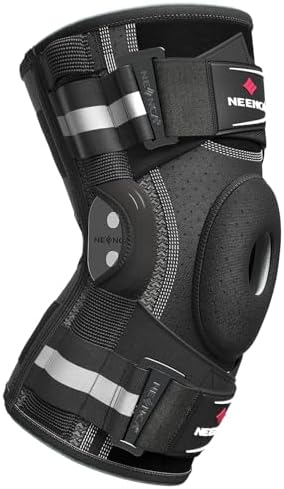 NEENCA Kniebandage gegen Knieschmerzen, Kniestütze mit Scharnier und patentiertem X-Strap Befestigungssystem, starke Stabilität zur Schmerzlinderung, bei Arthritis, Meniskusriss, A