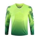 SCHEKNTS Soccer Goalie Jersey Youth Goalkeeper Shirt for Men with Sponge Padded Long Sleeve Light Green