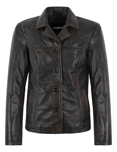 Blazer en cuir d'agneau pour femme veste élégante au quotidien avec boutons carrés 8728