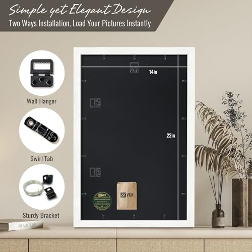 Image of VCK 14x22 Picture Frame Set of 6, Elegant White Wood Poster Frame