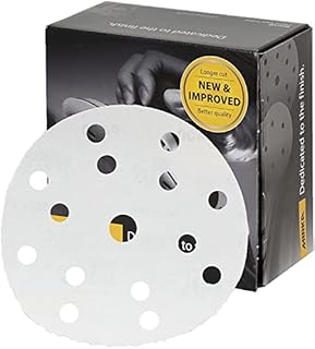Mirka Basecut White Hook and Loop Hook It 150mm 6 Inch Sanding Discs - Box 50 Abrasive P60 Grit Automotive Refinishing Sandpaper Sanding Discs 15 Hole Vacuum Dust Extraction System