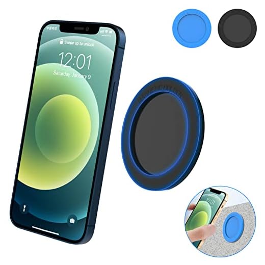 [2-pack] Magnetisk Mag-Safe Väggmonteringsdekal för Magsafe iPhone 13/12, DIY Sticky Mount Vägg/Bil/Kök/Rum/Kontor/Spegel för Magsafe iPhone 13/12 Pro Max Mini (1*Blå + 1*Svart)