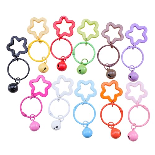 KIRZAX 12 Piezas 30mm Anillas para Llaveros - Porta llaves Estrella Coloreado Creativo en Aleación - Con Diseño de Campana Bonito - para Bricolaje, hogar, Coche, Llaves,Oficina Art y Artesanía