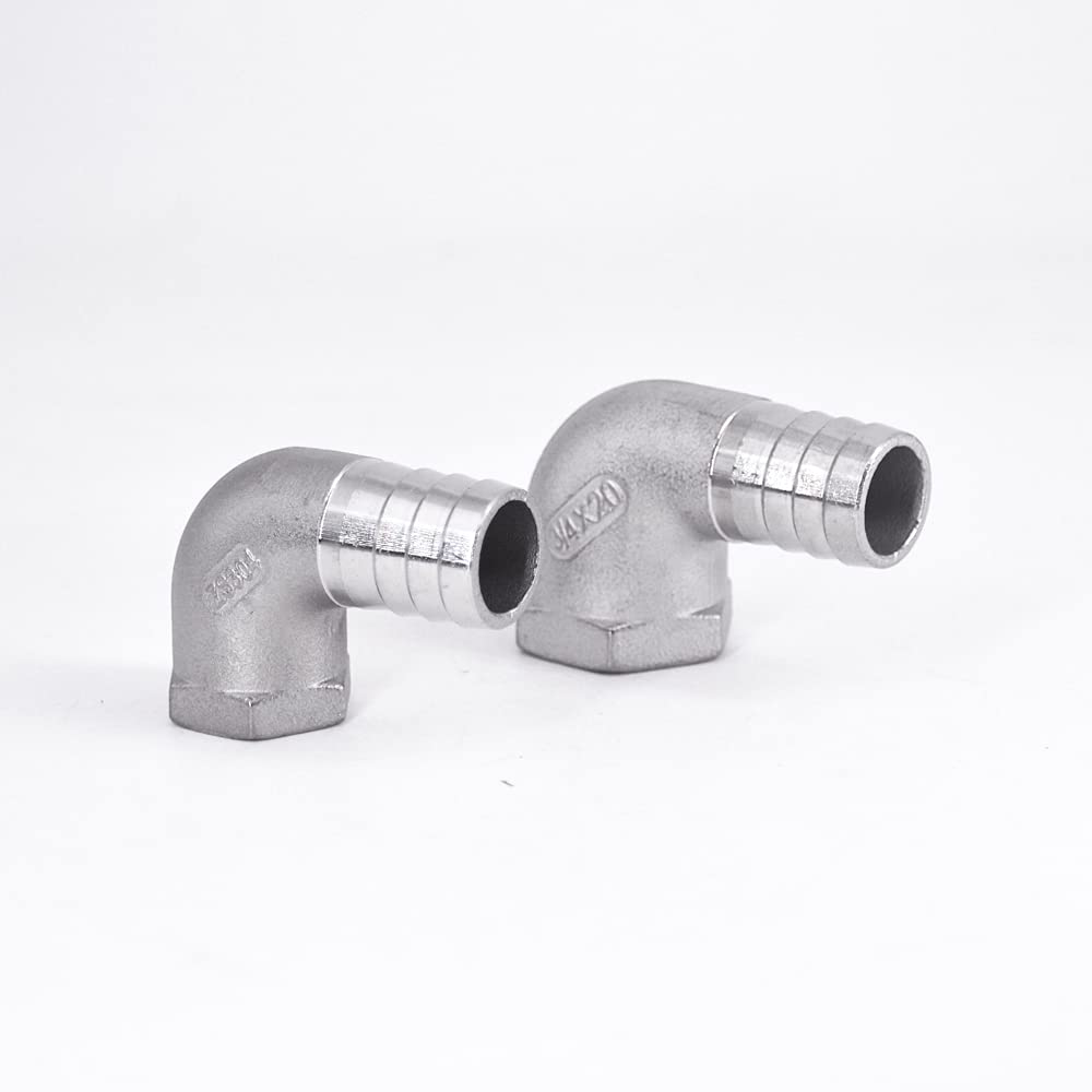 Raccord pour tuyau d'arrosage， Connecteur de raccord de tuyau en acier inoxydable 1/4, 3/8 "1/2" 3/4 "1" -2 "BSP femelle 8 10 12 13 15 20 25-50mm, coude à 90 degrés 304(3L8 BSP 12MM-ELBOW)