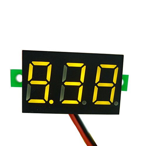 KKHMF 0.36 小型デジタル電圧計 黄 DC 2.5V～30V (2線式別電源不要