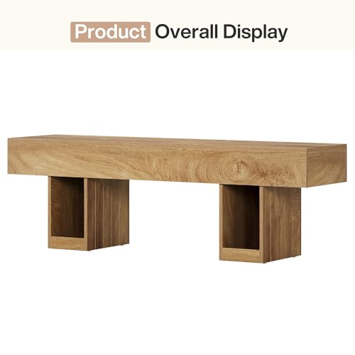 Tribesigns 55" Dining Bench, Farmhouse Wooden Entryway Bench with Robust Legs, Indoor Bench for Bedroom, Dining Room, Kitchen, Hallway, Light Brown by Tribesigns - Image 6