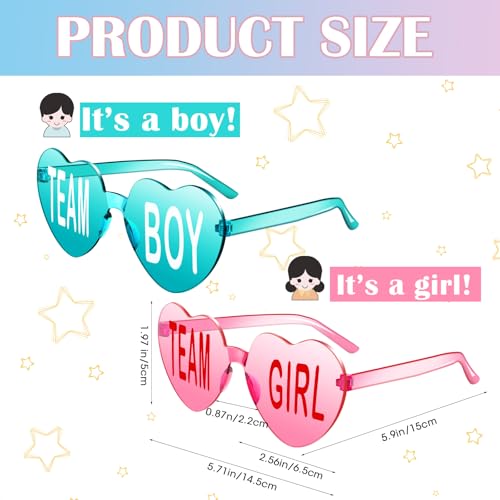 Konohan Gender Reveal Glasses Blue and Pink Sunglasses Frameless Team Girl and Team Boy Decor for Gender Reveal Party2