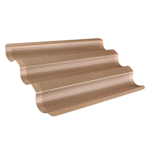 Garneck 1pc Nonstick French Baking Tray Three-slot Mould for Bread Heavy Steel Easy Demoulding Cleaning for Baking Gold Finish
