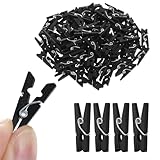 Luxshiny Lot de 100 Pinces à Linge en Bois Naturel Mini 2,5 Cm x 0,3 Mm Noires, Clips Pho...