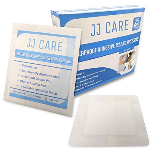 JJ CARE [Pack of 25] Waterproof Adhesive Island Dressing 6” x 6”, Sterile Wound Dressing, Adhesi - //coolthings.us