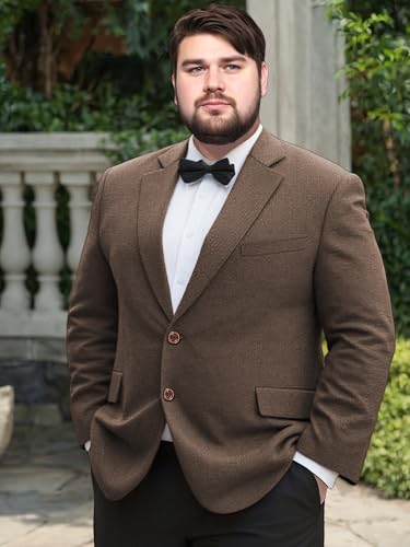 Men's Herringbone Blazer Plus Size Vintage Tweed Wool Blend Notch Lapel 2 Buttons Sport Coat Suit Jacket2