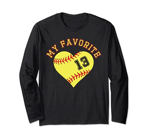 Softball Player 13 Jersey Outfit No #10 Sports Fan Long Sleeve T-Shirt, Black