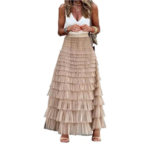 LIXINGHEITANG Skirt Women Tight Waist Long Loose Elegant A Line Skirts Casual Summer Office Lady Beach Slim