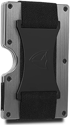 DONWORD Minimalist Wallet for Men RFID Blocking Aluminum Wallet Carbon Fiber Card Case Metal Wallet Minimalist Front Pocket Card Holder Cash Strap Mens Wallet (Silver)