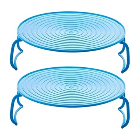 Hemoton 2pcs Kitchen Steamer Rack Multifunctional Microwave Steamer Rack Dish Storage Shelf (Blue) Cover