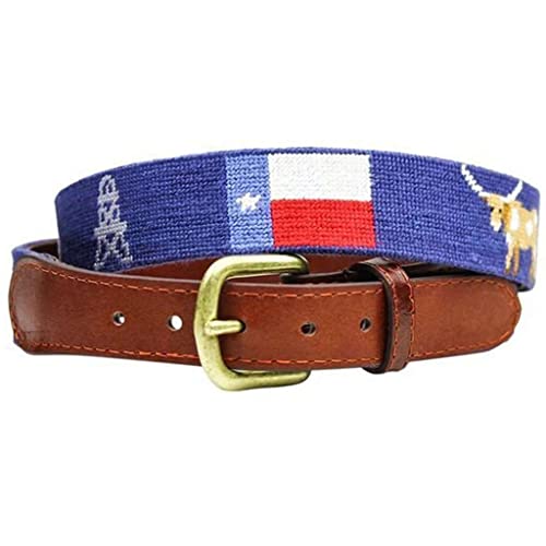 Texas Life Needlepoint Belt in Navy by Smathers & Branson