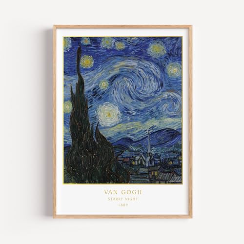 Cuadros de Van Gogh impresos en lámina dorada set A4 enmarcado de alta calidad Made by Mika