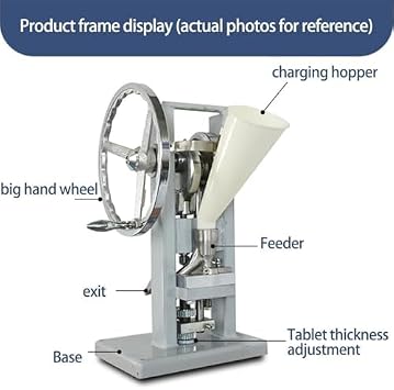 Manual Tablet Press Machine for Pill Stamping, Adjustable Thickness, Ideal for Western and Traditional Medicine